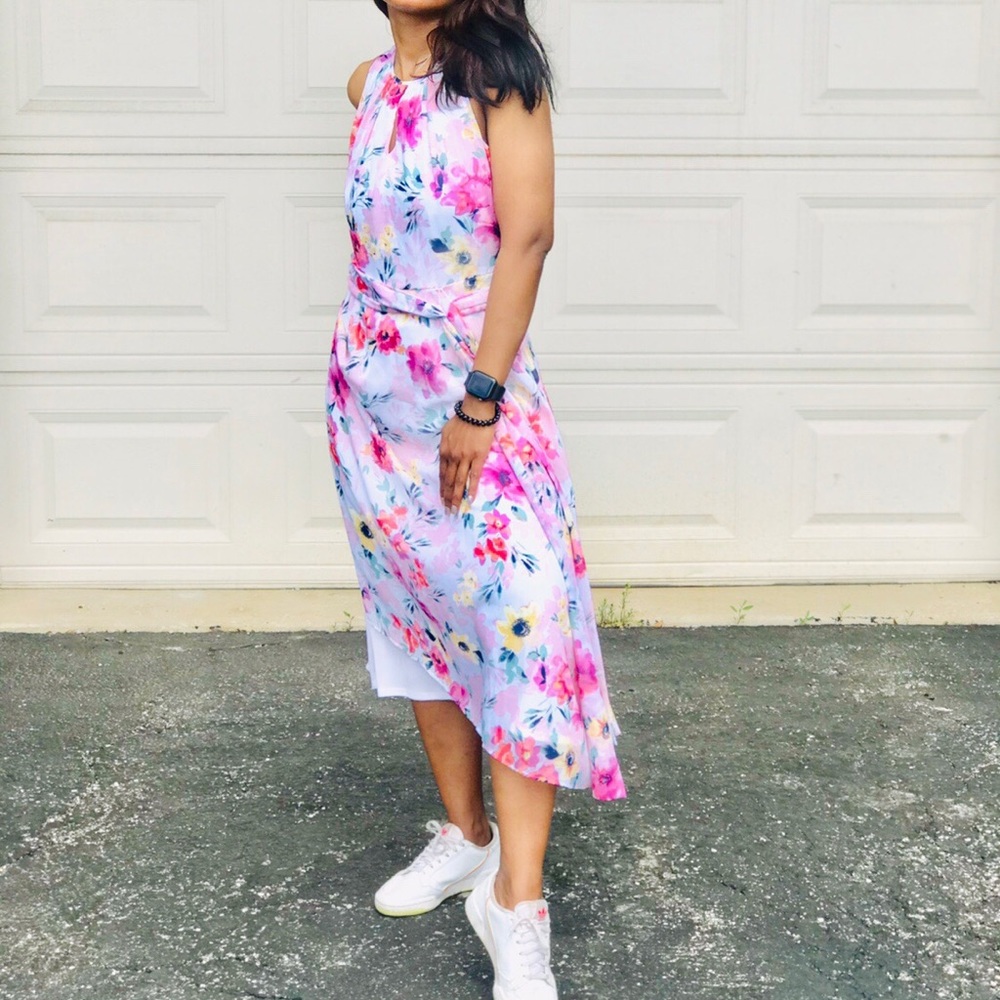 floral print Hi- lo midi dress size 4